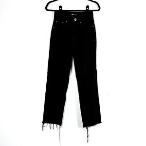 Zara Jeans Straight Leg High Rise Button Fly Raw Hem